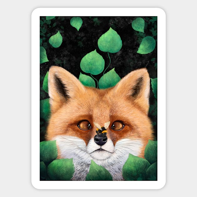 Fox in leaves Sticker by kodamorkovkart